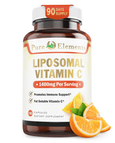 Pure Organic Elements liposomal vitamin C bottle front with high potency for daily immune support