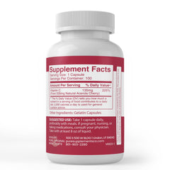 Close-up of the bottle label showing 100 capsules for a long-lasting supply.