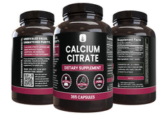 Pure Original Calcium Citrate label detail underlines no magnesium or fillers