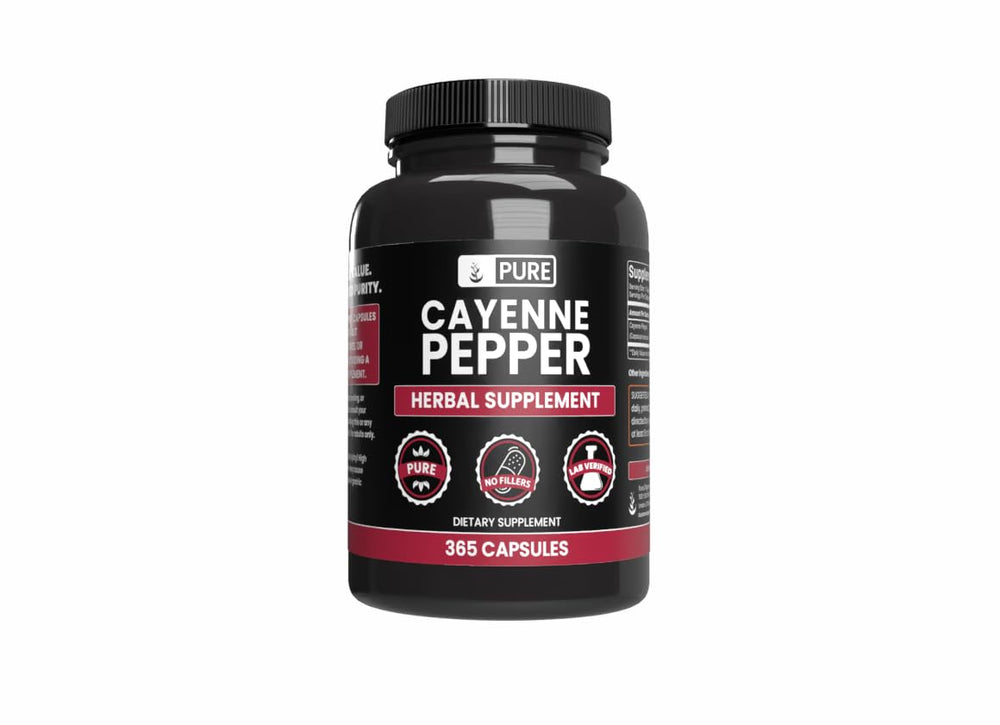 Pure Original Ingredients Cayenne Pepper Capsules bottle shows a pure, single-ingredient supplement.