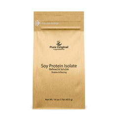 Pure Original Ingredients Soy Protein Isolate bag suitable for shakes and baking.