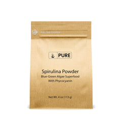 Pure Original Ingredients Spirulina Powder in a jar; clean plant protein for smoothies.