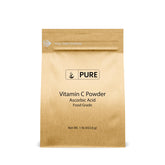 Pure Original Ingredients Vitamin C Powder bottle pour highlights pure ascorbic acid for beverages.