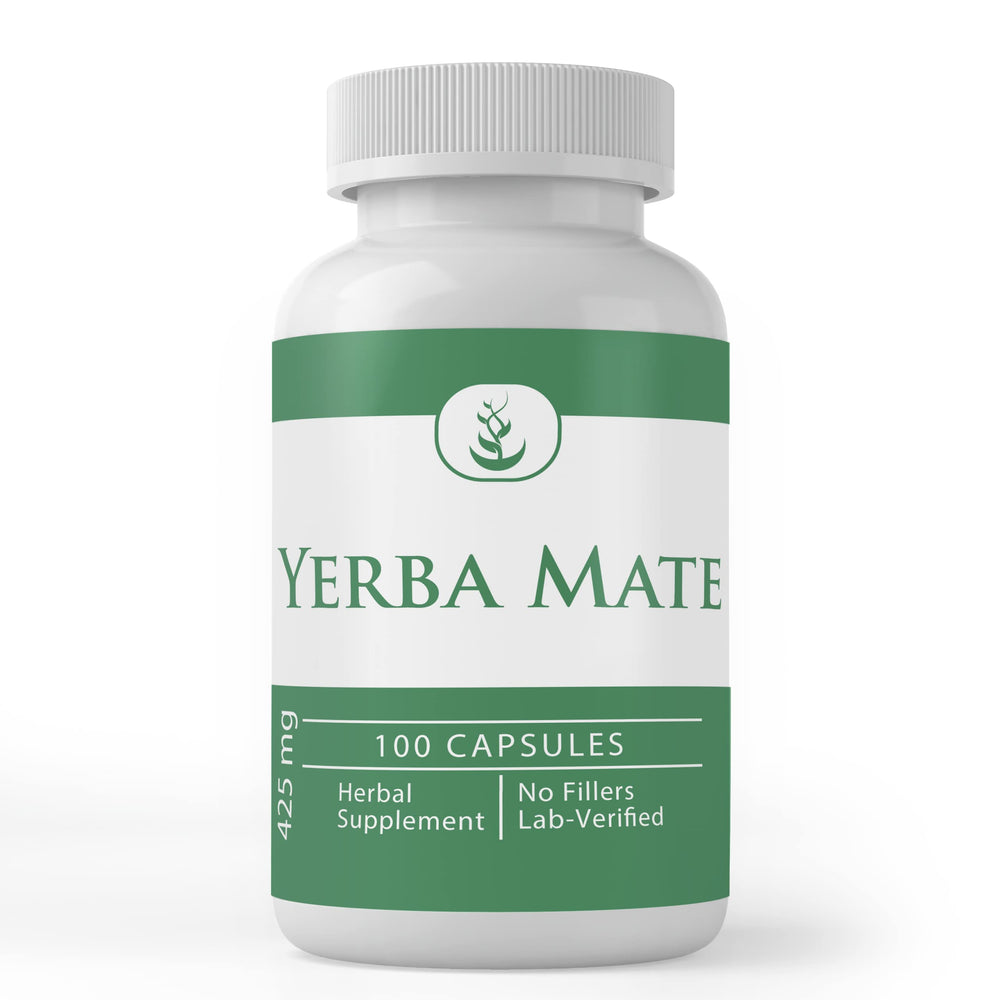 Pure Original Ingredients Yerba Mate capsules close-up showing a pure single-ingredient formula.