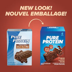 Pure Protein chocolate bar nutrition facts panel highlights 20g protein per bar
