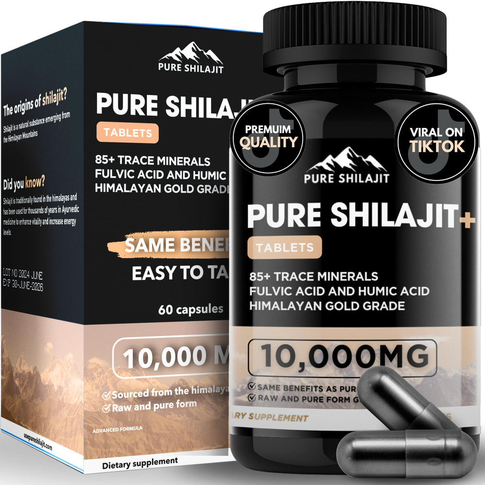 Pure Shilajit capsules bottle close-up showing purity and easy dosing for daily energy.