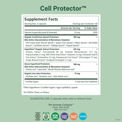 PURE SYNERGY Cell Protector capsules closeup highlighting vegan, Non-GMO ingredients