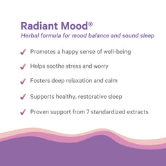 Pure Synergy Radiant Mood packaging showing vegan and gluten-free symbols.
