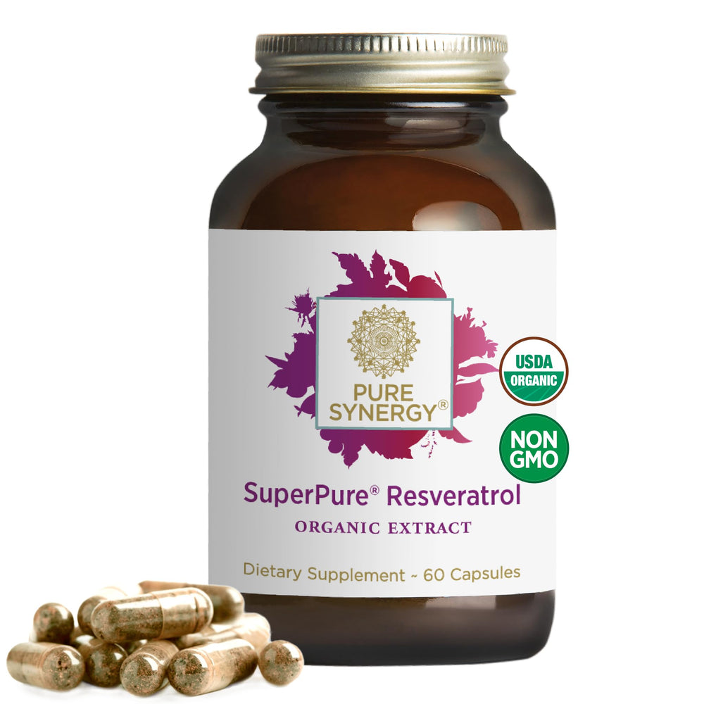 PURE SYNERGY SuperPure Resveratrol bottle for daily antioxidant support