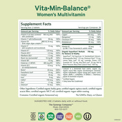 Vita-Min-Balance tablets close-up showing iron and B vitamins