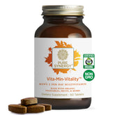 Pure Synergy Vita-Min-Vitality bottle front for daily energy and immune support.