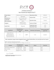 Pure Therapro Rx B12 liquid label highlights vegan methylcobalamin.
