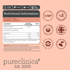 PureClinica Silica Ingredients Blend highlighting minerals that work with silica for overall well-being.