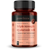 PureClinica triple-strength hyaluronic acid bottle front view supports daily joint and skin hydration
