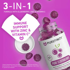 PUREFINITY Elderberry Gummies berry flavor close-up highlighting tasty, chewable texture.