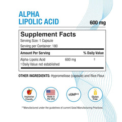 Puregen Labs Alpha Lipoic Acid capsules closeup highlights veggie capsules and high potency.