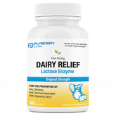 Puregen Labs Dairy Relief botella facilita la digestión de lácteos.
