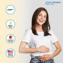 Etiqueta original de Puregen Labs, fórmula para digestión de lácteos.