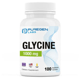 Puregen Labs Glycine 1000mg bottle front highlights high potency and clean formula