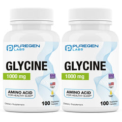 Puregen Labs Glycine 1000mg bottle with high potency capsules for daily wellness