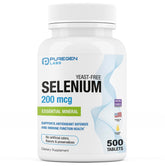 Puregen Labs Selenium 200 mcg bottle with label highlighting immune support
