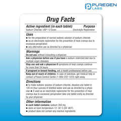 Puregen Labs Sodium Chloride tablets bottle, convenient electrolyte replenishment on the go