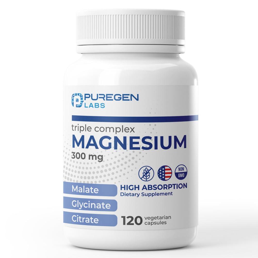Puregen Labs Triple Magnesium bottle front showing the high absorption formula
