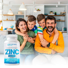 Puregen Labs Zinc Sulfate 220mg tablets close-up easy to swallow daily support