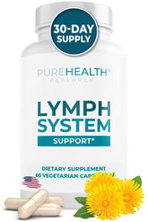 PureHealth Research Lymph System Support bottle front view for daily use.
