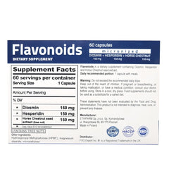 PureLife Flavonoids bottle label close-up highlighting vein health ingredients