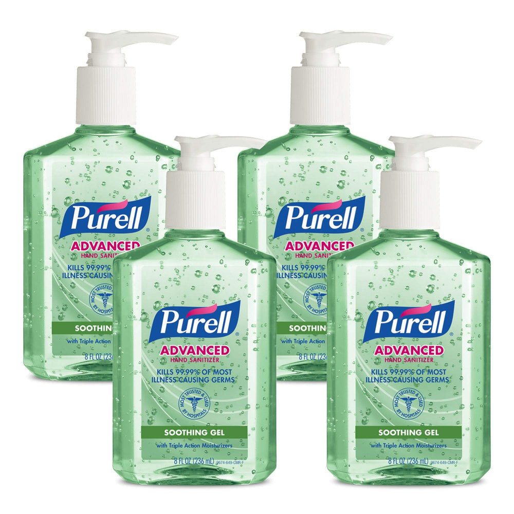 Purell Advanced Hand Sanitizer bottle with pump for quick, everyday hygiene.
