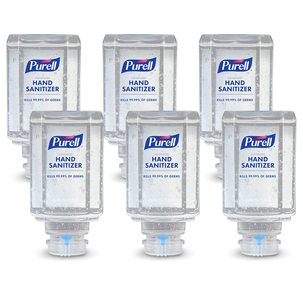 Purell Advanced Hand Sanitizer Gel refill 450 mL pack six, ready for busy areas