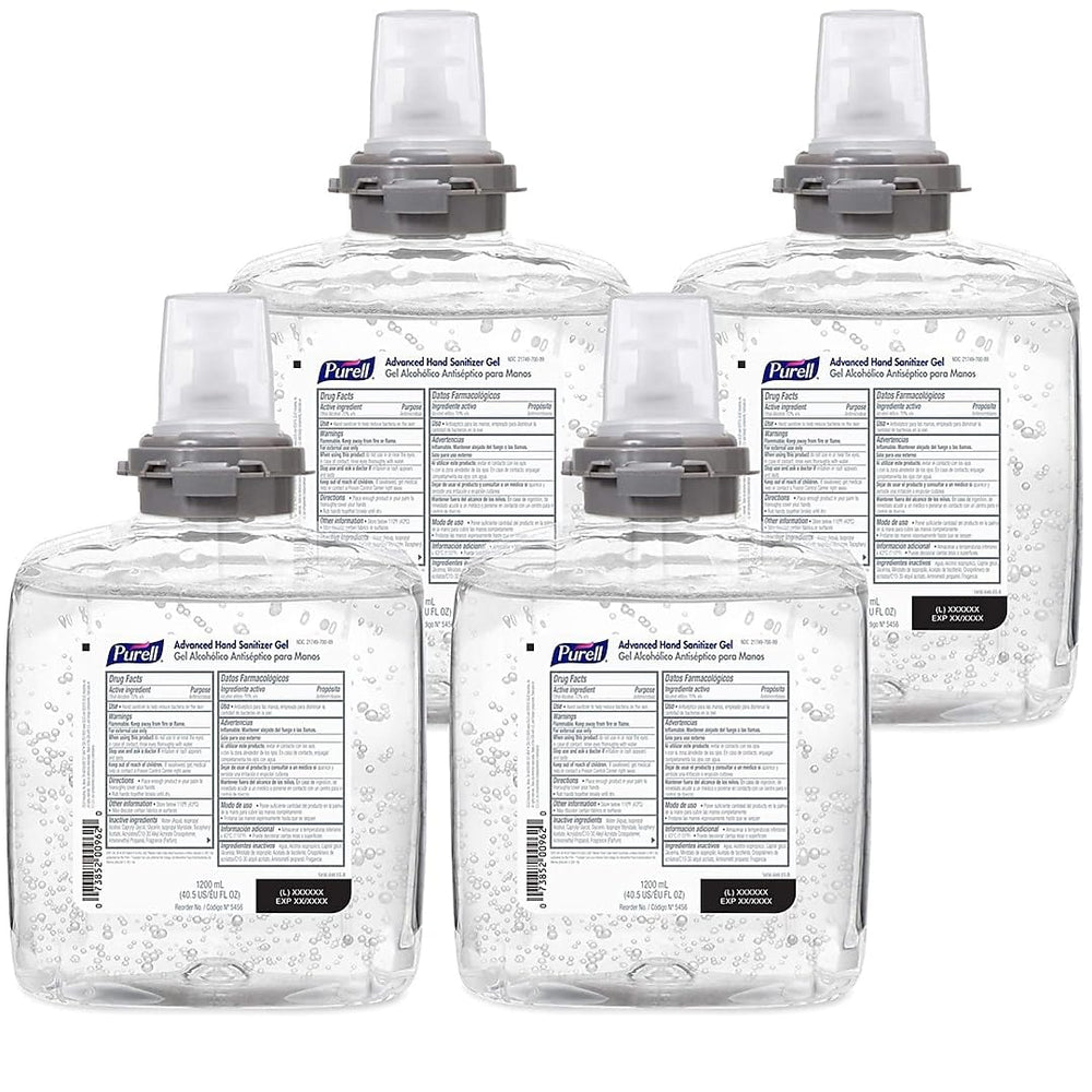 Purell Advanced Hand Sanitizer Gel refill 1200 mL, four-pack, ideal for frequent office use.