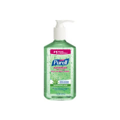 Purell bottle on office reception counter for easy access