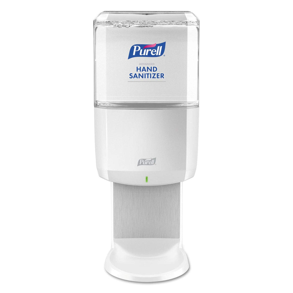 Purell ES8 dispenser white front view showing hands-free operation for cleanliness