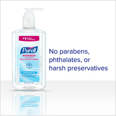 Pump dispensing PURELL Advanced Hand Sanitizer for fast convenient use