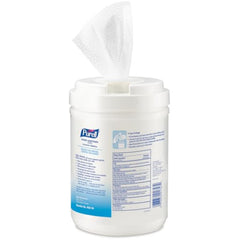 Six-pack case of Purell wipes for shared workspace use