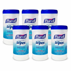 Purell hand sanitizing wipes canister 6-pack provides convenient on-the-go germ protection