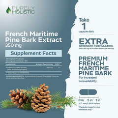 Purely Holistic Pine Bark Extract label highlights 95 percent proanthocyanidins