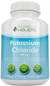 Purely Holistic Potassium Chloride 365 bottle front for a full year of daily support.