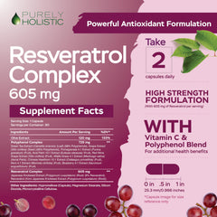 Purely Holistic Resveratrol serving time image with two-capsule daily serving