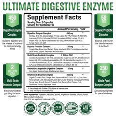 Purely Optimal Digestive Enzymes label details highlight ingredients and probiotic blend