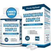 Purely Optimal Magnesium Complex bottle showcases the six-form blend for restful nights.
