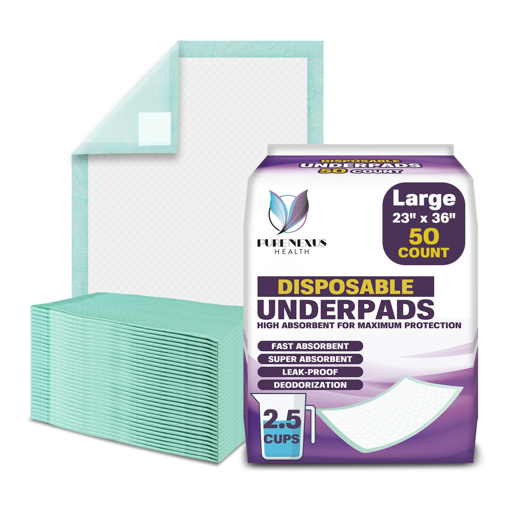 PureNexus Health disposable bed pad on a bed with leak protection.