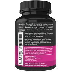 Purest Vantage D Mannose capsules on a spoon highlighting 600 mg per cap.