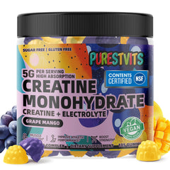 PURESTVITS Creatine Monohydrate Gummies bottle ready for workouts.