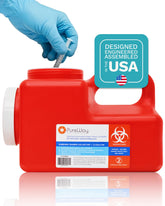 PureWay 1-2 gallon mailback sharps container for safe home disposal.