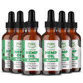 Pure Wellness Hemp Seed Oil bottle front shows high-strength, THC-free formulation.