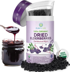 Purify Life elderberries bulk bag front showing rich color ideal for syrups