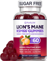 Purify Life Lions Mane gummies bottle promoting mental clarity.